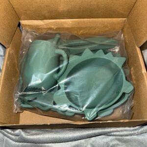 Green Dinosaur-Themed Kids Dinner Set